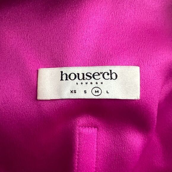 House of CB Ayelen One Shoulder Duchess Satin Mini Dress in Magenta, Size M - Picture 8 of 10